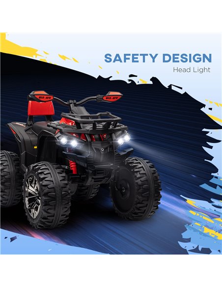 HOMCOM 12V Quad Bike ATV with LED Lights, Music, Backrest, Forward, Backward, Red 370-170V70RD - pic 91753 | FastDaddyshop