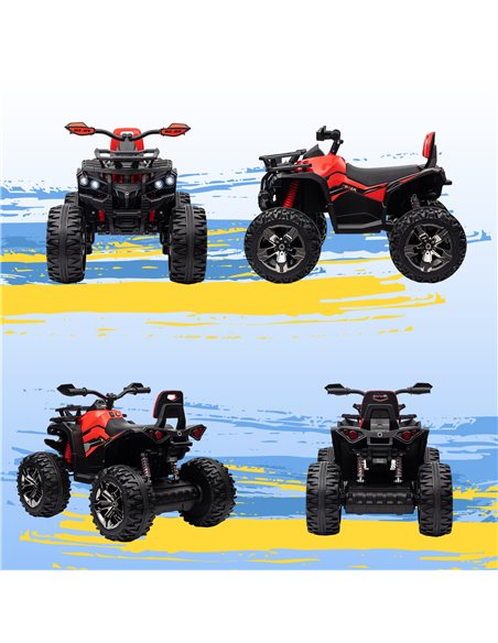 HOMCOM 12V Quad Bike ATV with LED Lights, Music, Backrest, Forward, Backward, Red 370-170V70RD - pic 91756 | FastDaddyshop