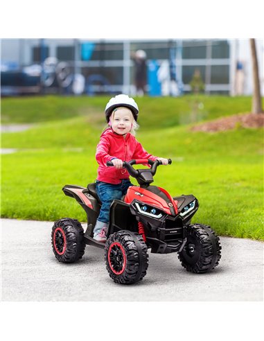 HOMCOM 12V Ride-On Quad Bike w/ Music, Horn, for Ages 3-5 Years - Red 370-235V70RD