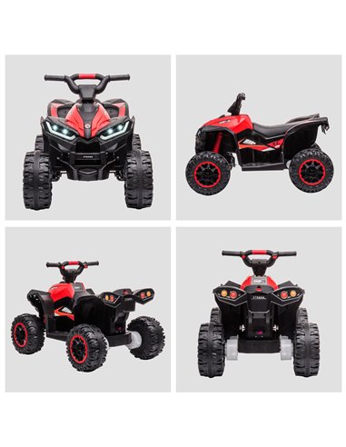 HOMCOM 12V Ride-On Quad Bike w/ Music, Horn, for Ages 3-5 Years - Red 370-235V70RD