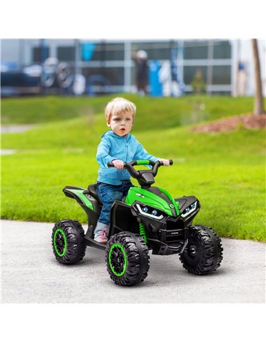 HOMCOM 12V Ride-On Quad Bike w/ Music, Horn, for Ages 3-5 Years - Green 370-235V70GN