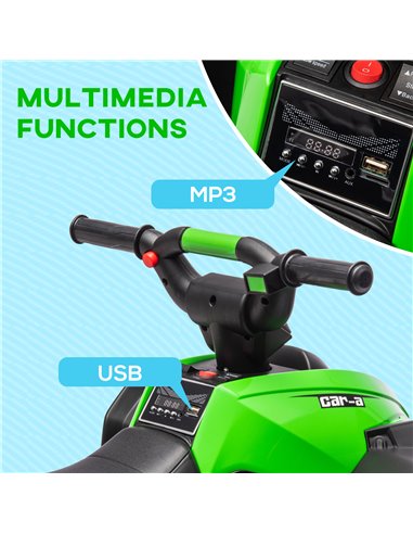 HOMCOM 12V Ride-On Quad Bike w/ Music, Horn, for Ages 3-5 Years - Green 370-235V70GN