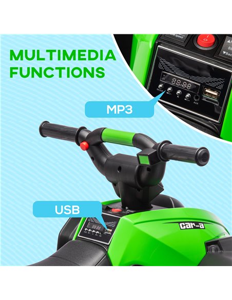 HOMCOM 12V Ride-On Quad Bike w/ Music, Horn, for Ages 3-5 Years - Green 370-235V70GN - pic 91770 | FastDaddyshop