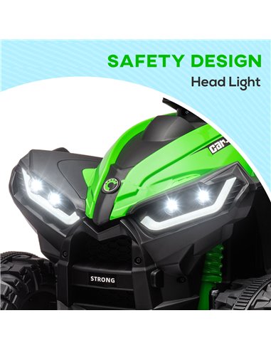 HOMCOM 12V Ride-On Quad Bike w/ Music, Horn, for Ages 3-5 Years - Green 370-235V70GN