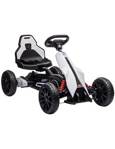 HOMCOM 12V Electric Go Kart for Kids, Ride-On Racing Go Kart with Forward Reversing, Rechargeable Battery, 2 Speeds, for Boys Gi