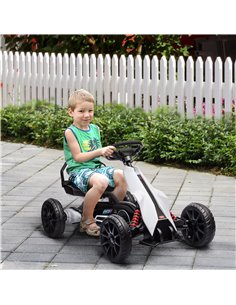 HOMCOM 12V Electric Go Kart for Kids, Ride-On Racing Go Kart with Forward Reversing, Rechargeable Battery, 2 Speeds, for Boys Gi 2