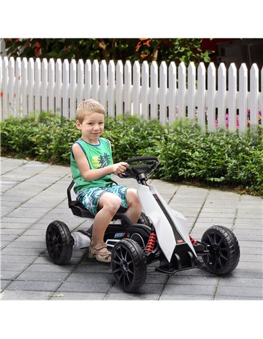 HOMCOM 12V Electric Go Kart for Kids, Ride-On Racing Go Kart with Forward Reversing, Rechargeable Battery, 2 Speeds, for Boys Gi
