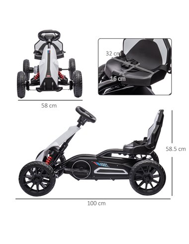 HOMCOM 12V Electric Go Kart for Kids, Ride-On Racing Go Kart with Forward Reversing, Rechargeable Battery, 2 Speeds, for Boys Gi