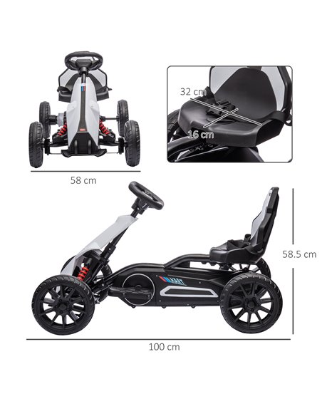 HOMCOM 12V Electric Go Kart for Kids, Ride-On Racing Go Kart with Forward Reversing, Rechargeable Battery, 2 Speeds, for Boys Gi - pic 91777 | FastDaddyshop