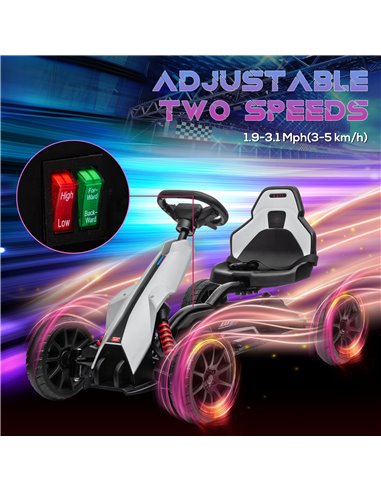 HOMCOM 12V Electric Go Kart for Kids, Ride-On Racing Go Kart with Forward Reversing, Rechargeable Battery, 2 Speeds, for Boys Gi