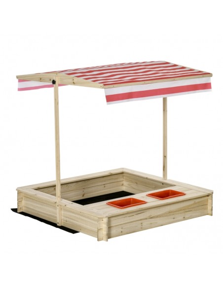 Outsunny Kids Wooden Sandbox, Covered, with Adjustable Canopy Shade, Natural - pic 9178 | FastDaddyshop