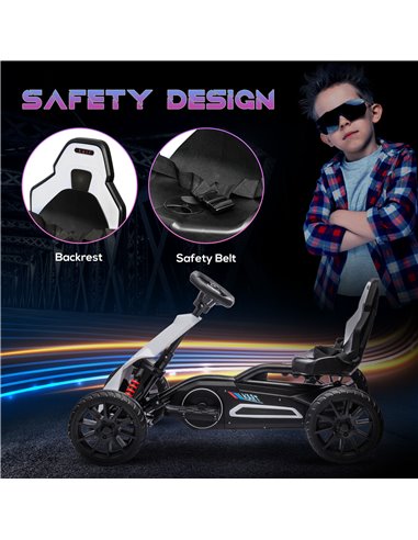HOMCOM 12V Electric Go Kart for Kids, Ride-On Racing Go Kart with Forward Reversing, Rechargeable Battery, 2 Speeds, for Boys Gi