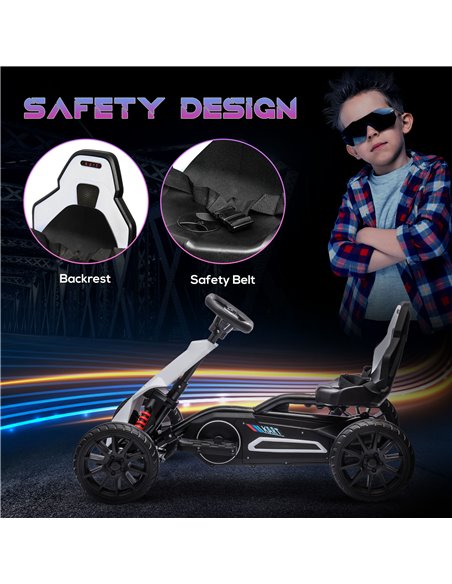 HOMCOM 12V Electric Go Kart for Kids, Ride-On Racing Go Kart with Forward Reversing, Rechargeable Battery, 2 Speeds, for Boys Gi - pic 91780 | FastDaddyshop
