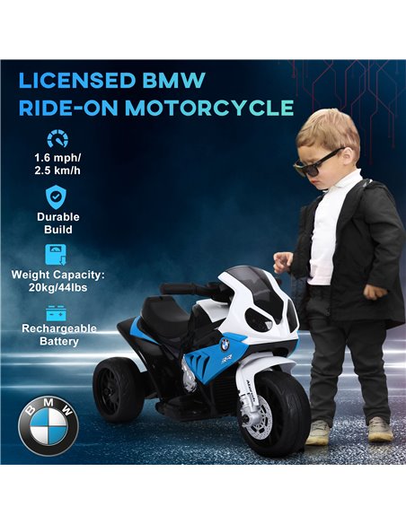 HOMCOM 6V BMW S1000RR Licensed Kids Electric Motorbike with Headlight, Music, Blue 370-064V70BU - pic 91788 | FastDaddyshop