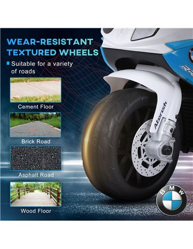 HOMCOM 6V BMW S1000RR Licensed Kids Electric Motorbike with Headlight, Music, Blue 370-064V70BU