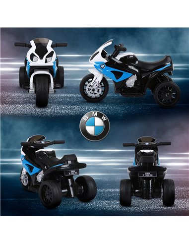 HOMCOM 6V BMW S1000RR Licensed Kids Electric Motorbike with Headlight, Music, Blue 370-064V70BU