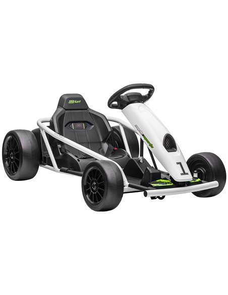 HOMCOM 24V Electric Go Kart for Kids, Drift Ride-On Racing Go Kart with 2 Speeds, for Boys Girls Aged 8-12 Years Old, White 370- - pic 91793 | FastDaddyshop