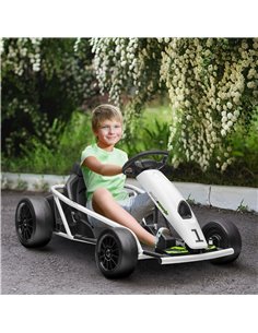HOMCOM 24V Electric Go Kart for Kids, Drift Ride-On Racing Go Kart with 2 Speeds, for Boys Girls Aged 8-12 Years Old, White 370- 2
