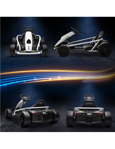 HOMCOM 24V Electric Go Kart for Kids, Drift Ride-On Racing Go Kart with 2 Speeds, for Boys Girls Aged 8-12 Years Old, White 370-