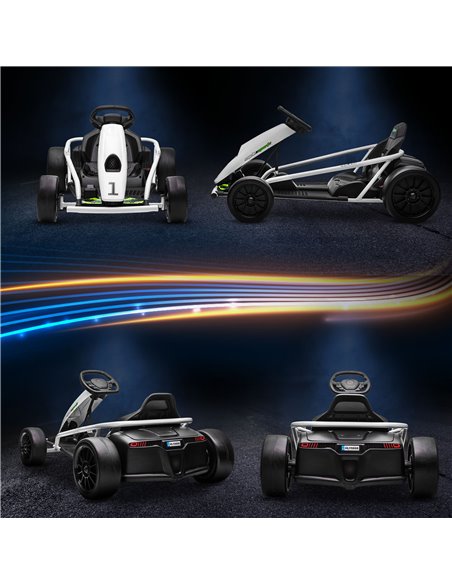 HOMCOM 24V Electric Go Kart for Kids, Drift Ride-On Racing Go Kart with 2 Speeds, for Boys Girls Aged 8-12 Years Old, White 370- - pic 91799 | FastDaddyshop