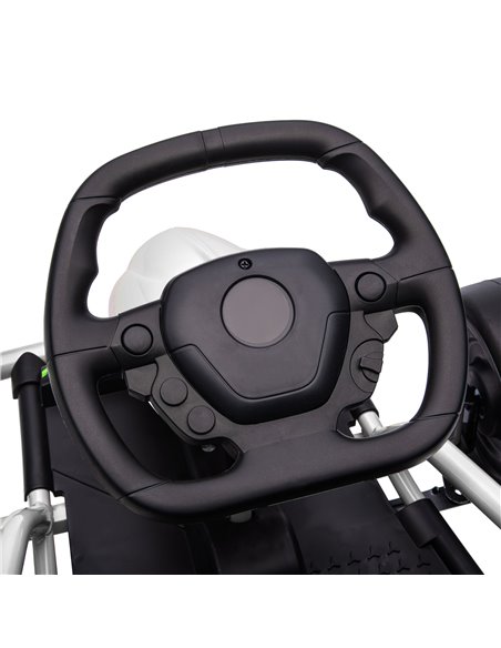 HOMCOM 24V Electric Go Kart for Kids, Drift Ride-On Racing Go Kart with 2 Speeds, for Boys Girls Aged 8-12 Years Old, White 370- - pic 91800 | FastDaddyshop