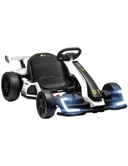 HOMCOM 24V Electric Go Kart for Kids with Adjustable Seat for 6-12 Years Old, White 370-287V70WT - pic 91802 | FastDaddyshop