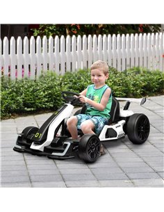 HOMCOM 24V Electric Go Kart for Kids with Adjustable Seat for 6-12 Years Old, White 370-287V70WT 2