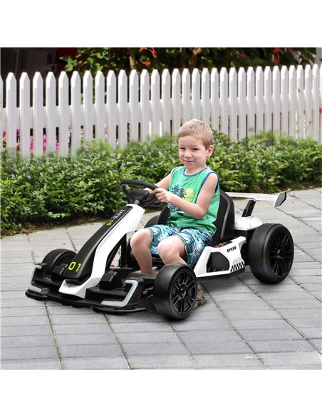 HOMCOM 24V Electric Go Kart for Kids with Adjustable Seat for 6-12 Years Old, White 370-287V70WT - pic 91803 | FastDaddyshop