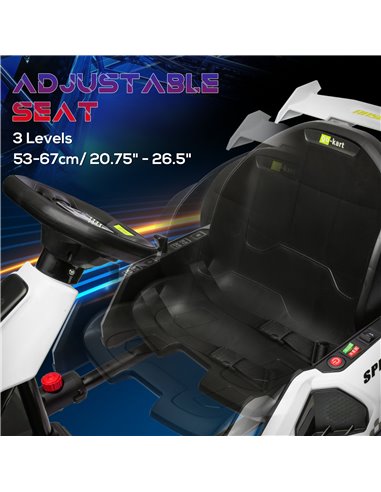 HOMCOM 24V Electric Go Kart for Kids with Adjustable Seat for 6-12 Years Old, White 370-287V70WT