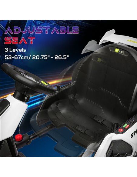 HOMCOM 24V Electric Go Kart for Kids with Adjustable Seat for 6-12 Years Old, White 370-287V70WT - pic 91807 | FastDaddyshop