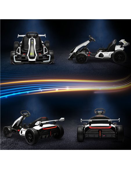 HOMCOM 24V Electric Go Kart for Kids with Adjustable Seat for 6-12 Years Old, White 370-287V70WT - pic 91809 | FastDaddyshop