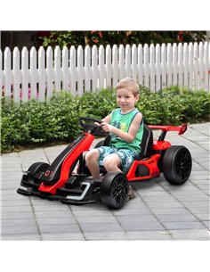 HOMCOM 24V Electric Go Kart for Kids with Adjustable Seat for 6-12 Years Old, Red 370-287V70RD 2