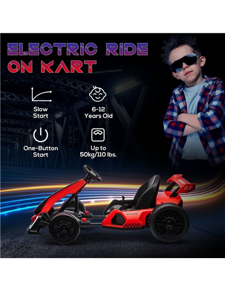 HOMCOM 24V Electric Go Kart for Kids with Adjustable Seat for 6-12 Years Old, Red 370-287V70RD - pic 91817 | FastDaddyshop