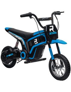 HOMCOM 24V Electric Motorbike with Twist Grip Throttle, Music, Horn, 12" Pneumatic Tyres, 16km/h Max Speed - Blue 370-304V70BU