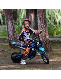 HOMCOM 24V Electric Motorbike with Twist Grip Throttle, Music, Horn, 12" Pneumatic Tyres, 16km/h Max Speed - Blue 370-304V70BU 2