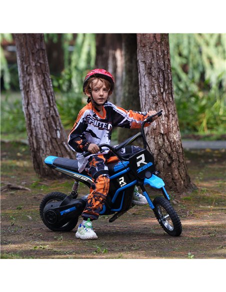 HOMCOM 24V Electric Motorbike with Twist Grip Throttle, Music, Horn, 12" Pneumatic Tyres, 16km/h Max Speed - Blue 370-304V70BU - pic 91821 | FastDaddyshop