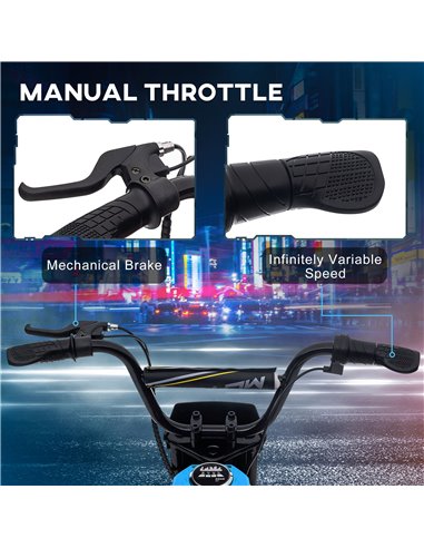 HOMCOM 24V Electric Motorbike with Twist Grip Throttle, Music, Horn, 12" Pneumatic Tyres, 16km/h Max Speed - Blue 370-304V70BU