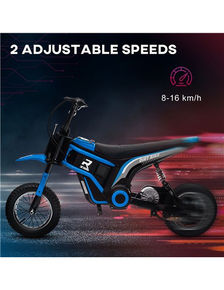 HOMCOM 24V Electric Motorbike with Twist Grip Throttle, Music, Horn, 12" Pneumatic Tyres, 16km/h Max Speed - Blue 370-304V70BU - pic 91824 | FastDaddyshop