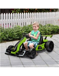 HOMCOM 24V Electric Go Kart for Kids with Adjustable Seat for 6-12 Years Old, Green 370-287V70GN 2