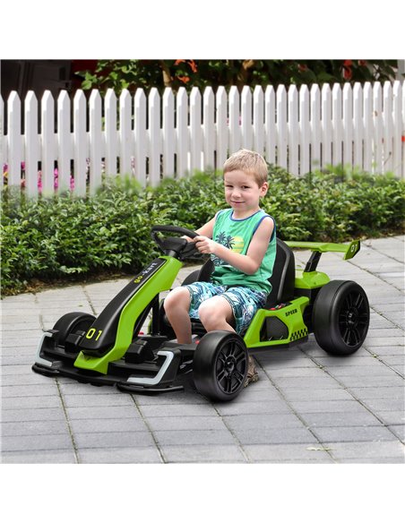 HOMCOM 24V Electric Go Kart for Kids with Adjustable Seat for 6-12 Years Old, Green 370-287V70GN - pic 91830 | FastDaddyshop