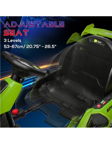 HOMCOM 24V Electric Go Kart for Kids with Adjustable Seat for 6-12 Years Old, Green 370-287V70GN