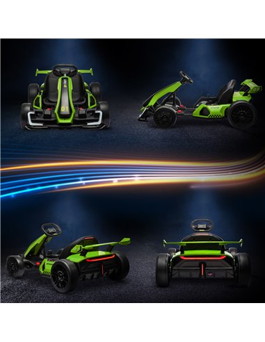 HOMCOM 24V Electric Go Kart for Kids with Adjustable Seat for 6-12 Years Old, Green 370-287V70GN