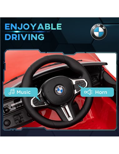 AIYAPLAY 12V BMW M4 Licensed Kids Car with Easy Transport, Remote Control, Suspension, Music, Horn, LED Lights - Red 370-311V70R
