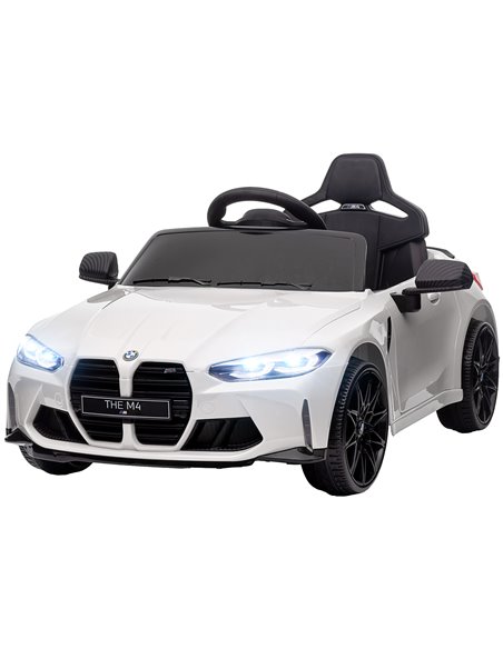 AIYAPLAY 12V BMW M4 Licensed Kids Car with Easy Transport, Remote Control, Suspension, Music, Horn, LED Lights - White 370-311V7 - pic 91847 | FastDaddyshop