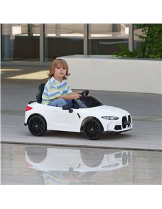 AIYAPLAY 12V BMW M4 Licensed Kids Car with Easy Transport, Remote Control, Suspension, Music, Horn, LED Lights - White 370-311V7 2