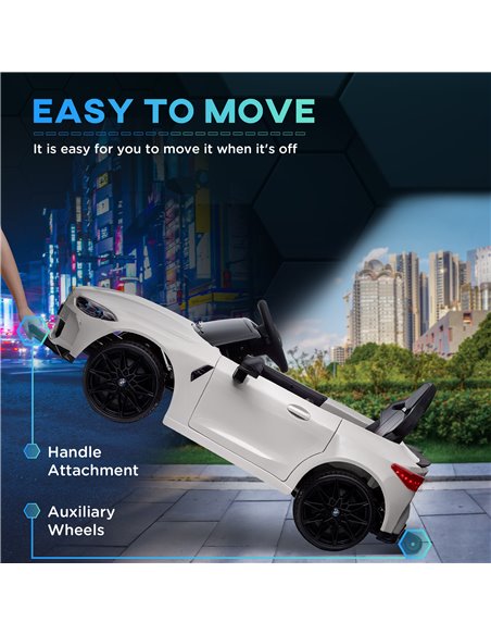 AIYAPLAY 12V BMW M4 Licensed Kids Car with Easy Transport, Remote Control, Suspension, Music, Horn, LED Lights - White 370-311V7 - pic 91851 | FastDaddyshop