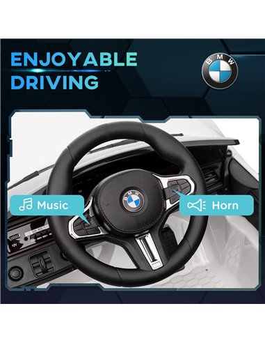AIYAPLAY 12V BMW M4 Licensed Kids Car with Easy Transport, Remote Control, Suspension, Music, Horn, LED Lights - White 370-311V7