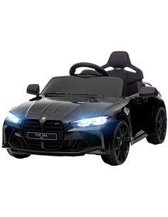 AIYAPLAY 12V BMW M4 Licensed Kids Car with Easy Transport, Remote Control, Suspension, Music, Horn, LED Lights - Black 370-311V7