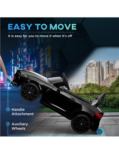 AIYAPLAY 12V BMW M4 Licensed Kids Car with Easy Transport, Remote Control, Suspension, Music, Horn, LED Lights - Black 370-311V7