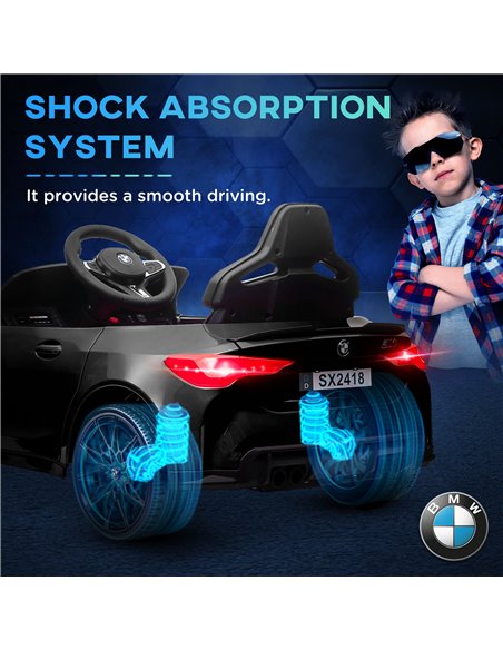 AIYAPLAY 12V BMW M4 Licensed Kids Car with Easy Transport, Remote Control, Suspension, Music, Horn, LED Lights - Black 370-311V7 - pic 91861 | FastDaddyshop